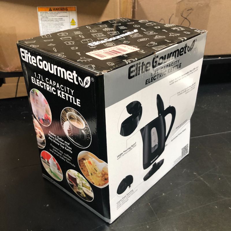 Photo 1 of Elite Gourmet EKT8690 1.7L Electric Tea Kettle 1500W Hot Water Heater Boiler BPA-Free, Fast Boil, Water Level Window and Auto Shut-Off, Black