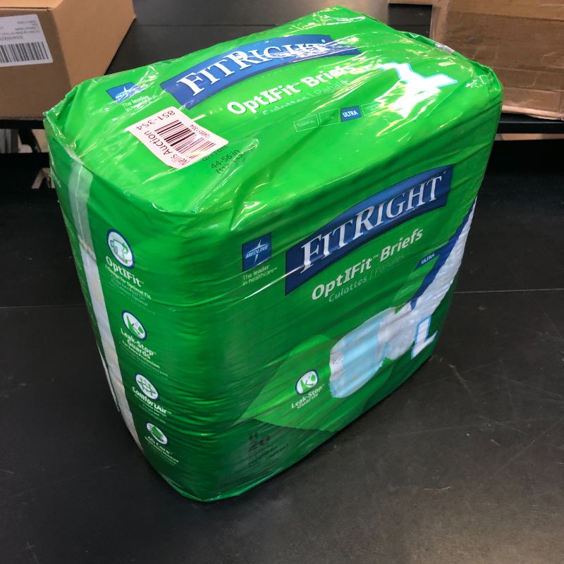 Photo 1 of FitRight Ultra Adult Diapers, Disposable Incontinence Briefs with Tabs, Heavy Absorbency, Large, 48"-58" (Pack of 20)
