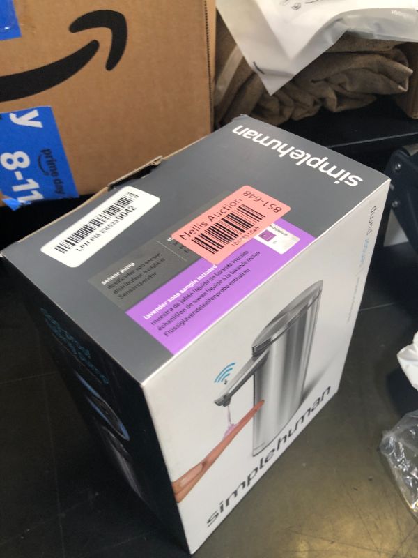 Photo 1 of simplehuman 9 oz. Touch-Free Rechargeable Sensor Liquid Soap Pump Dispenser, Brushed Stainless Steel