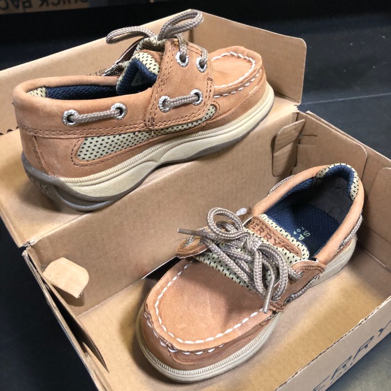Photo 1 of Sperry Kids Footwear Lanyard Alternative Closure Boat Shoe, Dark Tan/Navy, 6M US Unisex baby