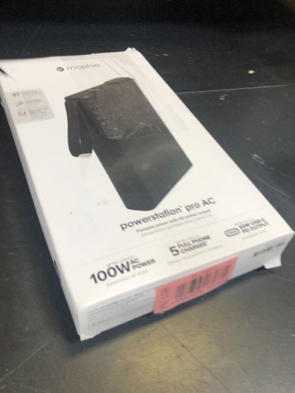 Photo 1 of mophie powerstation pro AC (2023)-27,000 mAh External Battery compatbile With MacBook&iPad Portable PD battery with 100W of AC&60W USB-C Fast Charge integrated carry strap-USB-C cable included, Black