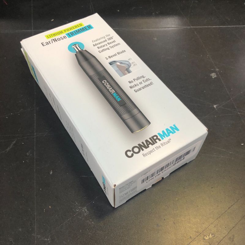 Photo 1 of ConairMan Nose Hair Trimmer for Men, For Nose, Ear, and Eyebrows, Patent 360 Bevel Blade for No Pull, No Snag Trimming Experience, Cordless Lithium-Powered Trimmer with Drawstring Bag