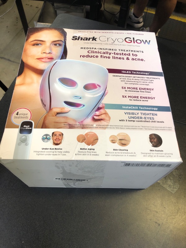 Photo 1 of Shark CryoGlow LED Face Mask (FSA/HSA Eligible*) with Under-Eye Cooling, Anti-Ageing & Blemish Repair, Red & Blue LED, Infrared Light Therapy, USB-C, Remote Control, Storage Bag, Blue Frost, FW312