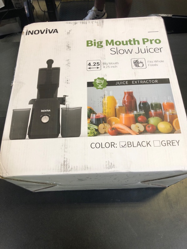 Photo 1 of Juicer Machines, INOVIVA Cold Press Juicer with 4.35" Large Feed Chute Fit Whole Fruits & Vegetables, Masticating Juicer Self Feeding Effortless for Batch Juicing, High Juice Yield, Easy to Clean