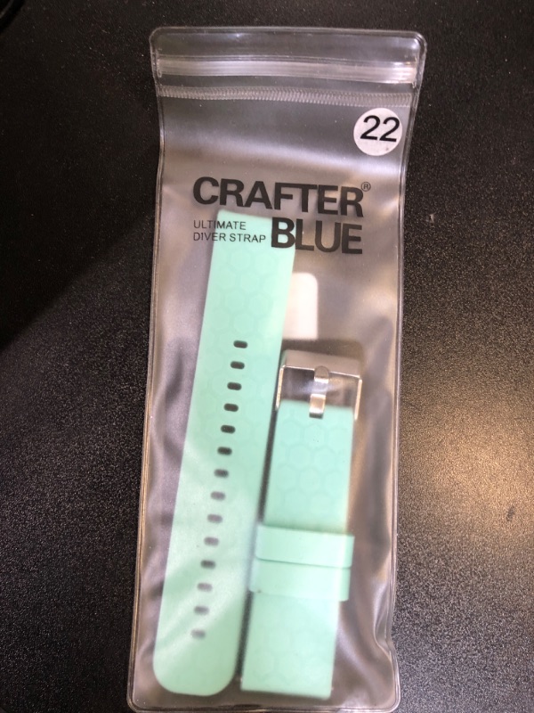 Photo 1 of Crafter Blue UX07 22MM Straight End Watch Band FKM Rubber Watch Strap Replacement for All 22m Width Lug Watches, Turguoise