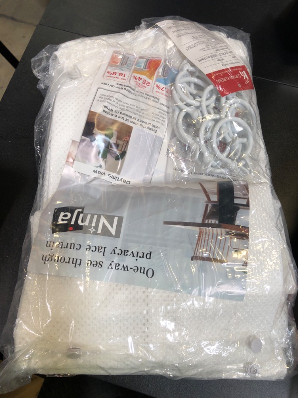 Photo 1 of One-Way See Through Privacy Lace Curtains [Ninja], 194 Sizes, Made in Japan, Pinch Pleated 2 Panels Set, Hooks & Rings Included, Insulating, White Semi Sheer for Living Room/Bedroom, 39.4"W x 72"L