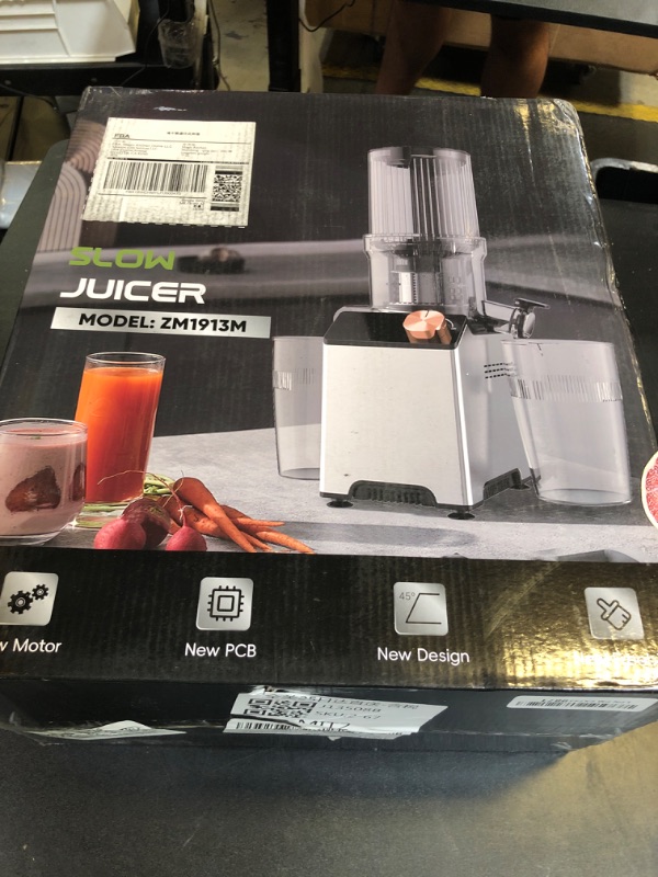 Photo 1 of WHUTO Cold Press Juicer, Juicer Machines with 4.35'' Wide Feed Chute, Stainless Steel Masticating Juicers Easy to Clean, Ergonomic Operational Panel Design, High Juice Yield, Gray Knob