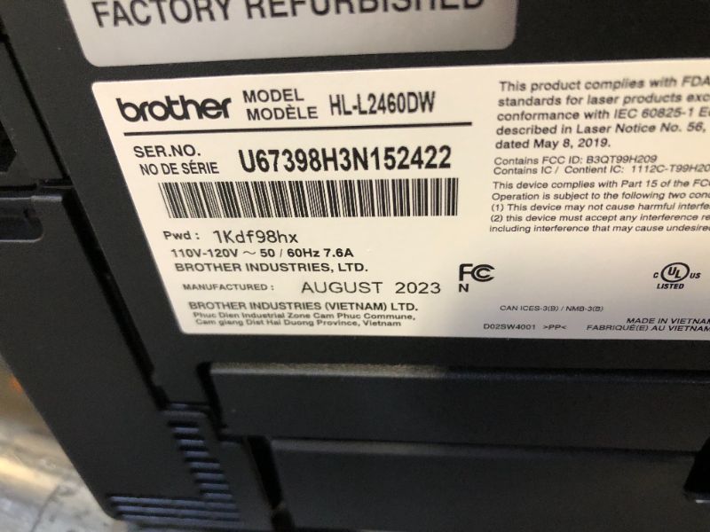 Photo 1 of Brother HL-L2460DW Wireless Compact Monochrome Laser Printer with Duplex, Mobile Printing, Black & White Output