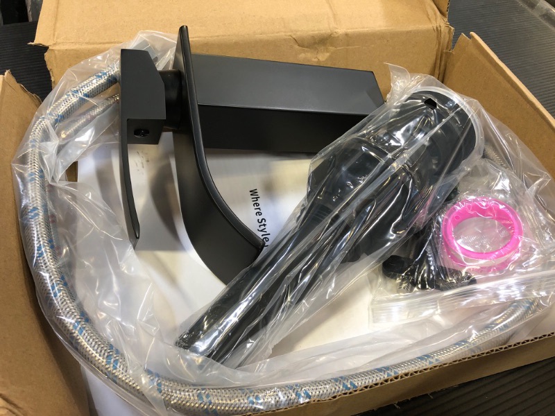 Photo 1 of Black Waterfall Spout Bathroom Faucet