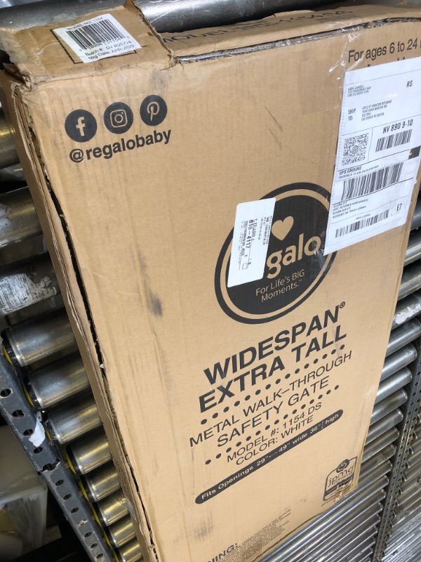 Photo 1 of Regalo 36-Inch Extra Tall and 49-Inch-Wide Walk Thru Baby Gate, includes 4-Inch and 12-inch Extension Kit, 4 Pack of Pressure Mount Kit and 4 Pack of Wall Mount Kit