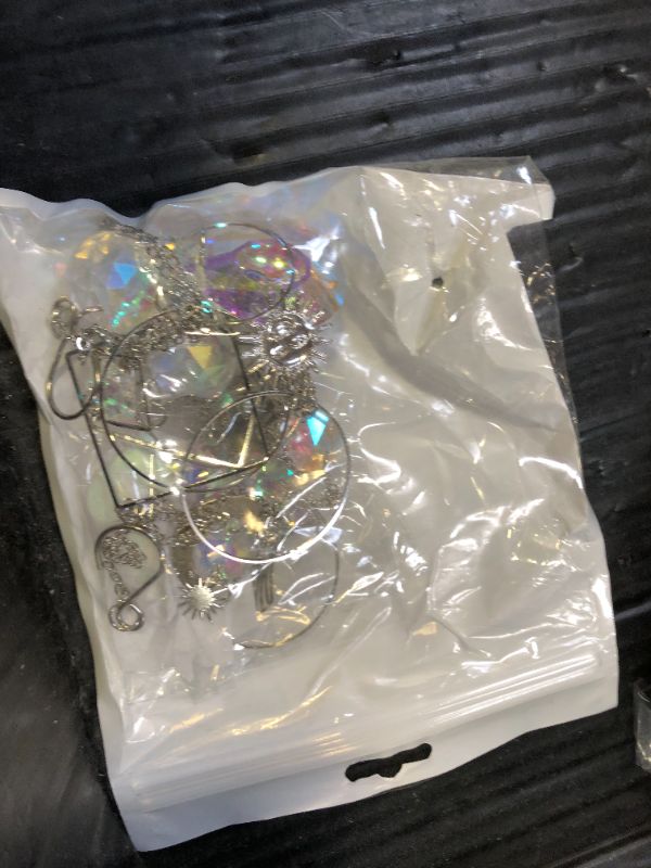 Photo 1 of Sun Catchers, 6 Pieces Colorful Suncatchers Decorative Hanging Clear Crystal Prism Rainbow with Silver Moon Sun Metal Forms Suncatcher Kit for Window Indoor Outdoor Car Mirror Decor Xmas Gift