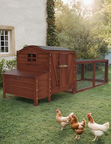 Photo 1 of Hipicute Wooden Chicken Coop, Chicken Coop for 3-5 Chickens, 106in Chicken Coop with Run, Outdoor Chicken Coop with Waterproof Roof, Nesting Box, Pull
