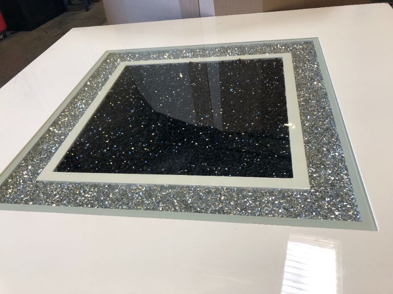Photo 1 of Global Furniture USA Monaco Wood White and Silver Bar Table with Clear Glass
