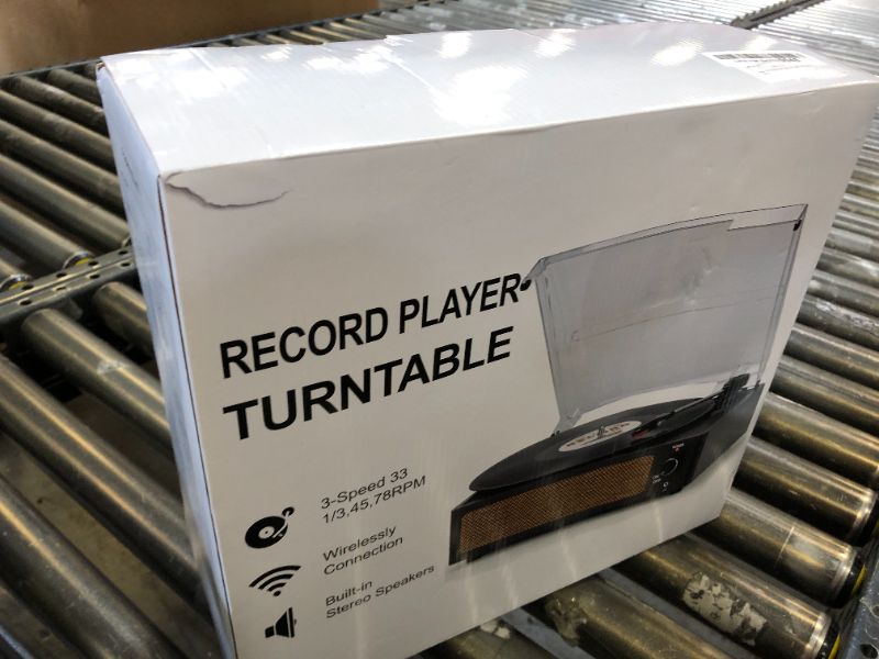 Photo 1 of Vinyl Record Player with Speakers Vintage Turntable for Vinyls Records Belt-Driven Turn Table Support 3-Speed, Wireless Playback, Headphone, AUX-in, RCA Line LP Phonograph for Sound Enjoyment Black