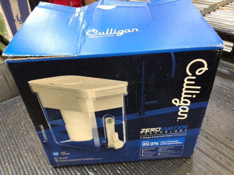 Photo 1 of Culligan with ZeroWater Technology 22-Cup Water Filter Dispenser – Includes 5-Stage Advanced Water Filter, Certified to Reduce Lead, Total PFAS (Forever Chemicals), Mercury, Fluoride, and Chlorine