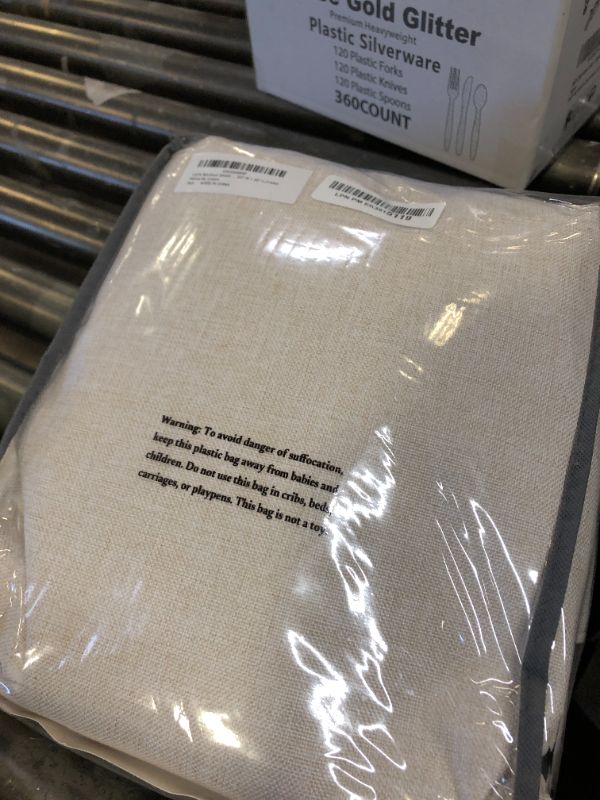 Photo 1 of 100% Blackout Shield Linen Blackout Curtains for Bedroom 96 Inches Long, Back Tab/Rod Pocket Living Room Drapes, Thermal Insulated Blackout Curtains 2 Panels Set, 50" W x 96" L,Cream