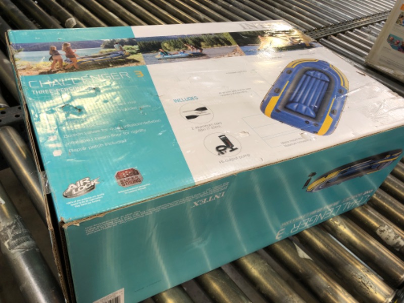 Photo 1 of Intex 68370EP Challenger 3 Inflatable Boat Set: Includes Deluxe 48in Boat Oars and High-Output Pump – Triple Air Chambers – Welded Oar Locks – 3 Person – 660lb Weight Capacity