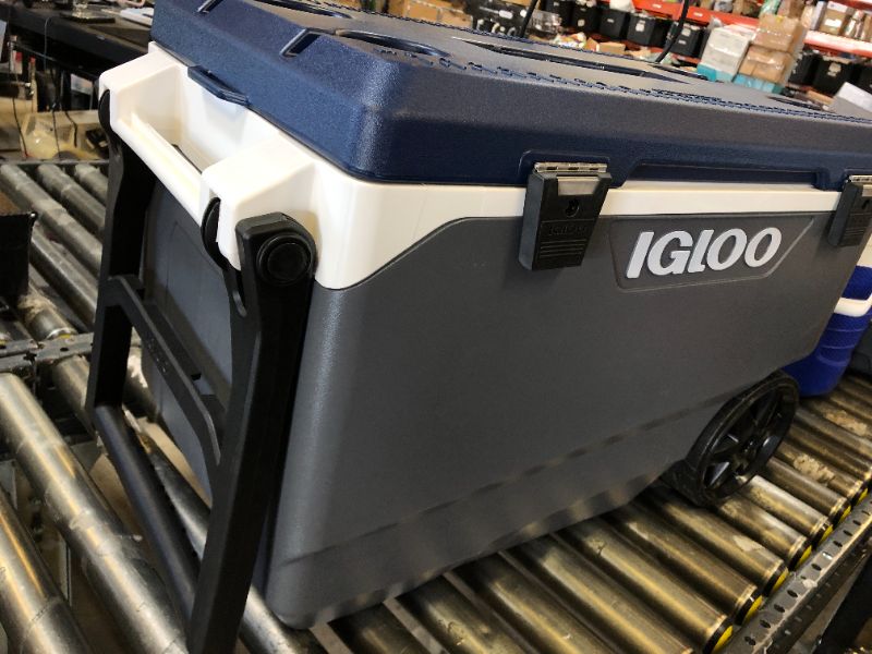 Photo 1 of Igloo Maxcold 90 QT Cooler, Insulated Cooler Chest with Soft Ride Wheels, Leak-Proof Outdoor Hard Cooler, 5-Day Ice Retention, 134 Can Capacity