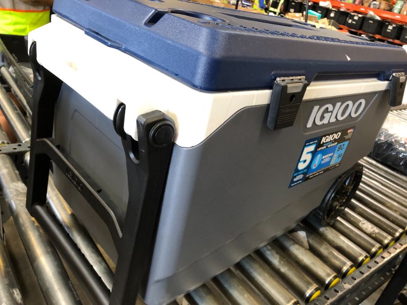 Photo 1 of Igloo Maxcold 90 QT Cooler, Insulated Cooler Chest with Soft Ride Wheels, Leak-Proof Outdoor Hard Cooler, 5-Day Ice Retention, 134 Can Capacity