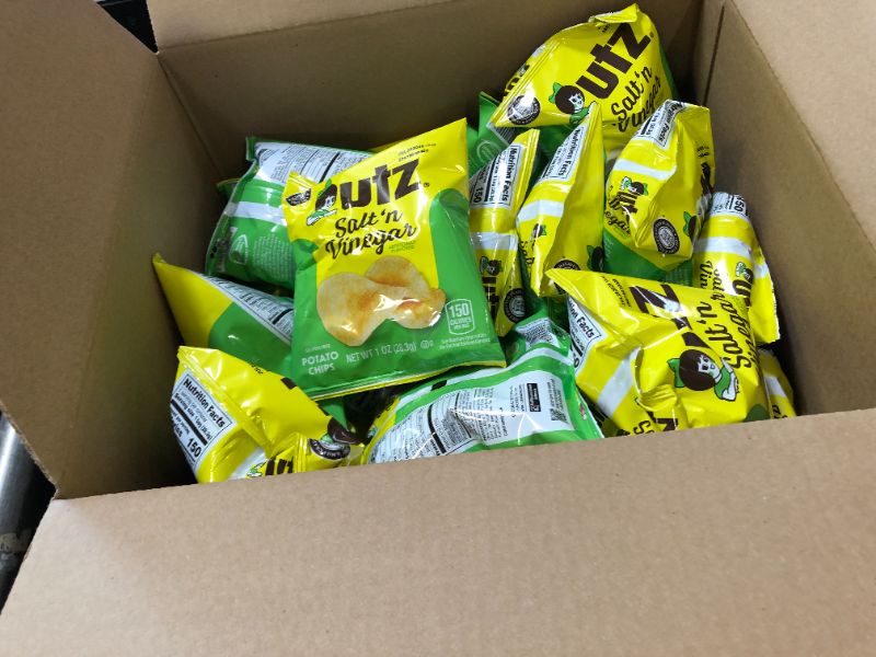 Photo 1 of exp date 07/28/2025---Utz Salt & Vinegar 1 oz. Bags, 42 Count Crispy Fresh Potato Chips, Crunchy Individual Snacks to Go, Cholesterol, Trans-Fat & Gluten Free