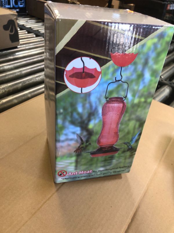 Photo 1 of 25 Ounces Hummingbird Feeders for Outdoors Hanging, Vintage Style Glass Humming Bird Feeder with Ant Moat & 5 Feeding Ports