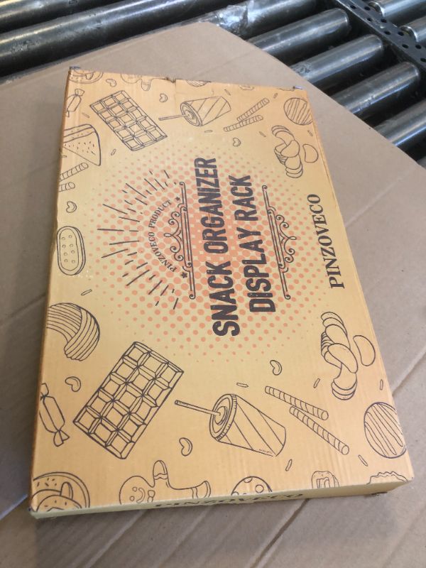 Photo 1 of Pinzoveco Chip Rack Display Stand, 5 Tiers 40 Clips Snack Organizer for Office Desk, 360° Rotating Wooden Base Chip Holder Candy Display for Concession Stand, Countertop, Party, With Message Board