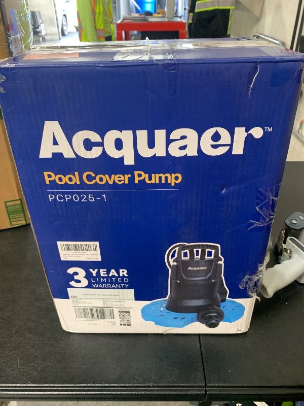 Photo 1 of Acquaer 1/4 HP Automatic Swimming Pool Cover Pump, 115 V Submersible Sump Pump with 3/4” Check Valve Adapter & 25ft Power Cord, 2250 GPH Water Removal for Pool, Hot Tubs, Rooftops, Water Beds and more
