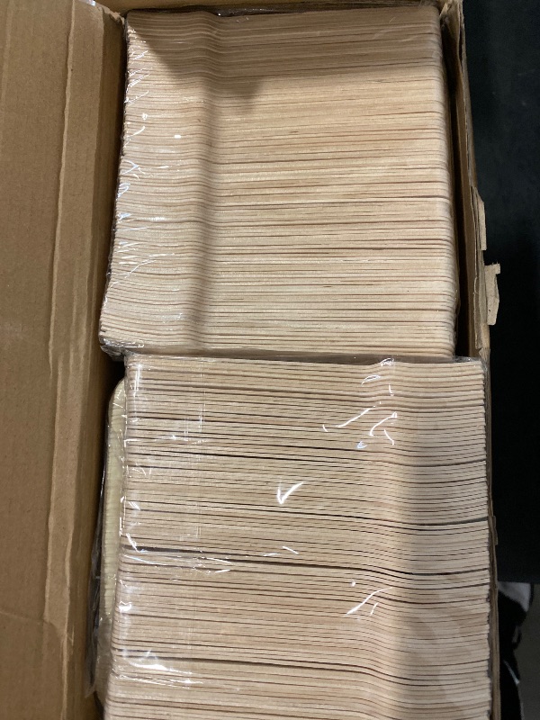 Photo 1 of Irenare 400 Pcs 6 Inch Palm Leaf Plate Set, Compostable Grease Resistant Square Plates, Wooden Forks, Wooden Dinnerware, Disposable Wood Alternative Bamboo Plates