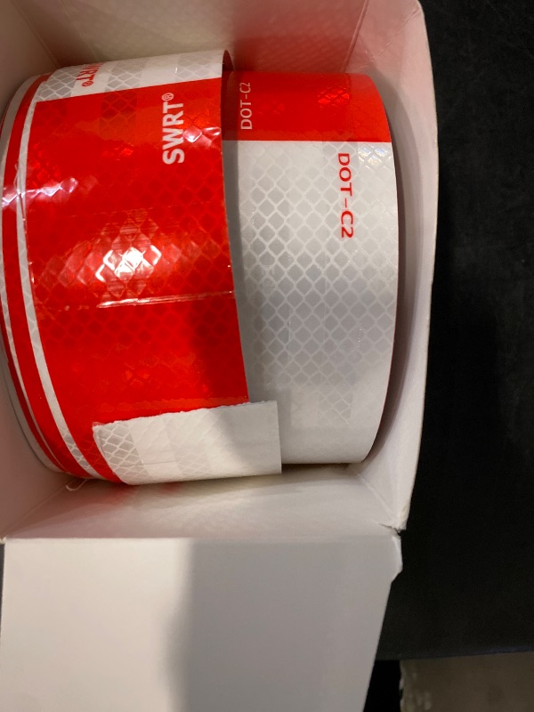 Photo 1 of SWRT DOT-C2 Reflective Tape 2 Inch x 200 Feet Red White Reflective Tape Outdoor Waterproof Conspicuity Strong Adhesive Reflector Tape Warning Safety Reflective Tape for Vehicles Trailers Boats Signs