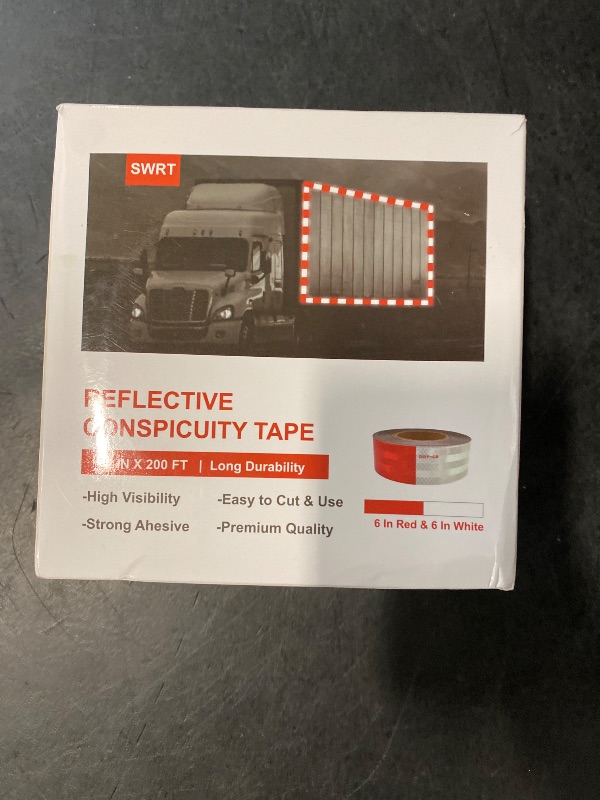 Photo 1 of SWRT DOT-C2 Reflective Tape 2 Inch x 200 Feet Red White Reflective Tape Outdoor Waterproof Conspicuity Strong Adhesive Reflector Tape Warning Safety Reflective Tape for Vehicles Trailers Boats Signs