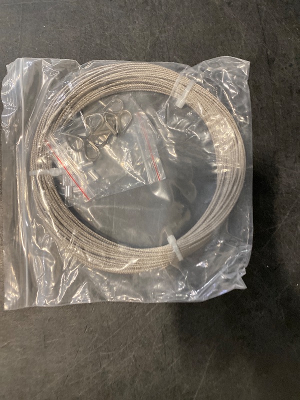 Photo 1 of SIDAZON 1/16 inch Stainless Steel Wire Cable,100FT,Aircraft Cable Wire Rope Marine Grade, Length 7x7 Strand Core with Aluminum Sleeves and Thimbles
