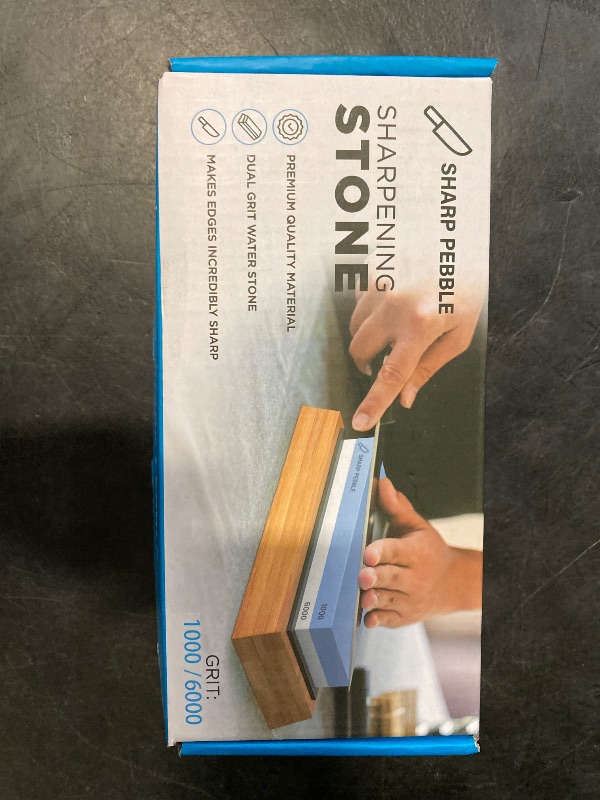 Photo 1 of Sharp Pebble Premium Whetstone Knife Sharpening Stone 2 Side Grit 1000/6000 Waterstone- Whetstone Knife Sharpener- NonSlip Bamboo Base & Angle Guide