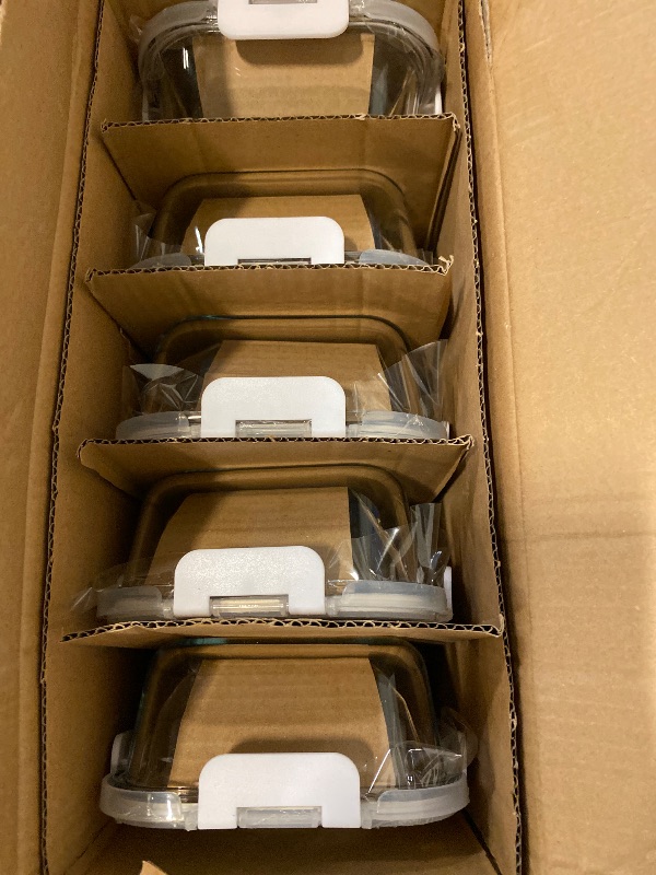 Photo 1 of KOMUEE 10 Pack Glass Food Storage Containers, Meal Prep Containers with Lids, Airtight Glass Lunch Boxes, Freezer, Oven, and Microwave Safe, White