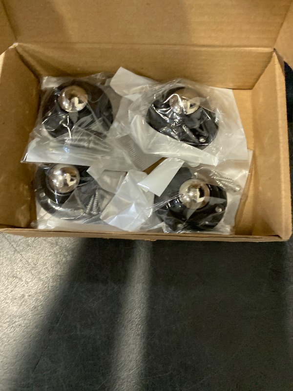Photo 1 of Dear Self Adhesive Caster Wheels for Furniture, Storage Box, Trash Can - Stainless Steel Universal Pulley 360 Degree Rotating Swivel Wheels - 1 Inch Low Profile - Black - 4 Pack