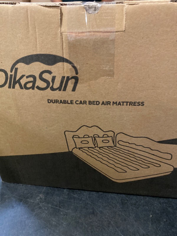 Photo 1 of DikaSun Back Seat Car Air Mattress: Inflatable SUV Car Camping Bed for Truck Van, Thickened Double-Sided Flocking Travel Car Sleeping Pad with Air Pump 2 Pillows