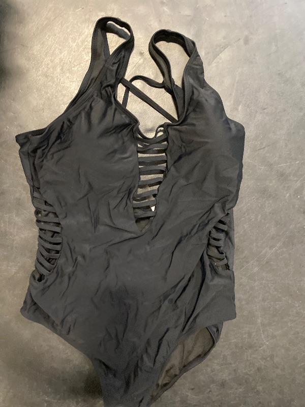 Photo 1 of Size 18W Aqua Eve Women Sexy One Piece Swimsuits Plunge Deep V Neck Cutout Bathing Suits Black 