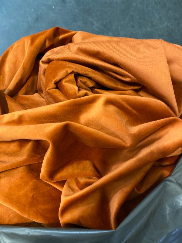 Photo 1 of StangH Velvet Curtains 96 inches Long - Burnt Orange Holiday Home Decor Back Tab Blackout Privacy Assured Window Covering for Living Room Sliding Door, W52 x L96, 2 Panels