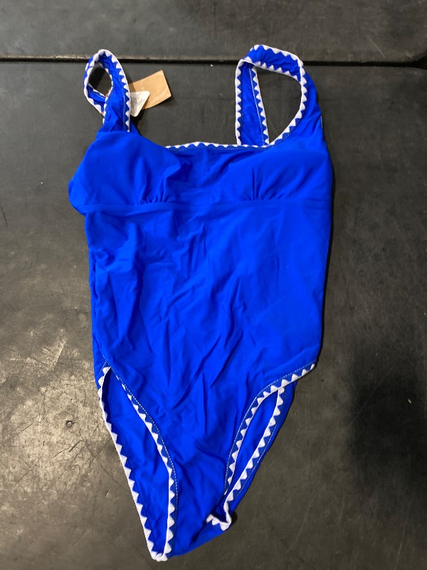 Photo 1 of Size XL BERLOOK Women's Sexy Bathing Suit Contrast Stitch Backless One-Piece Swimsuit
