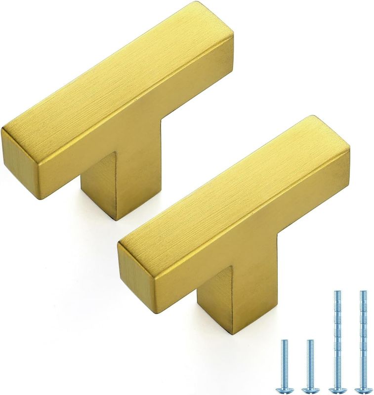 Photo 1 of JOY DECOR 4 Pack Cabinet Handles, Gold Cabinet Pulls, Single Hole Kitchen Handles Square Drawer Pulls Stainless Steel Drawer Hardware Handles, 2 Inch Total Length