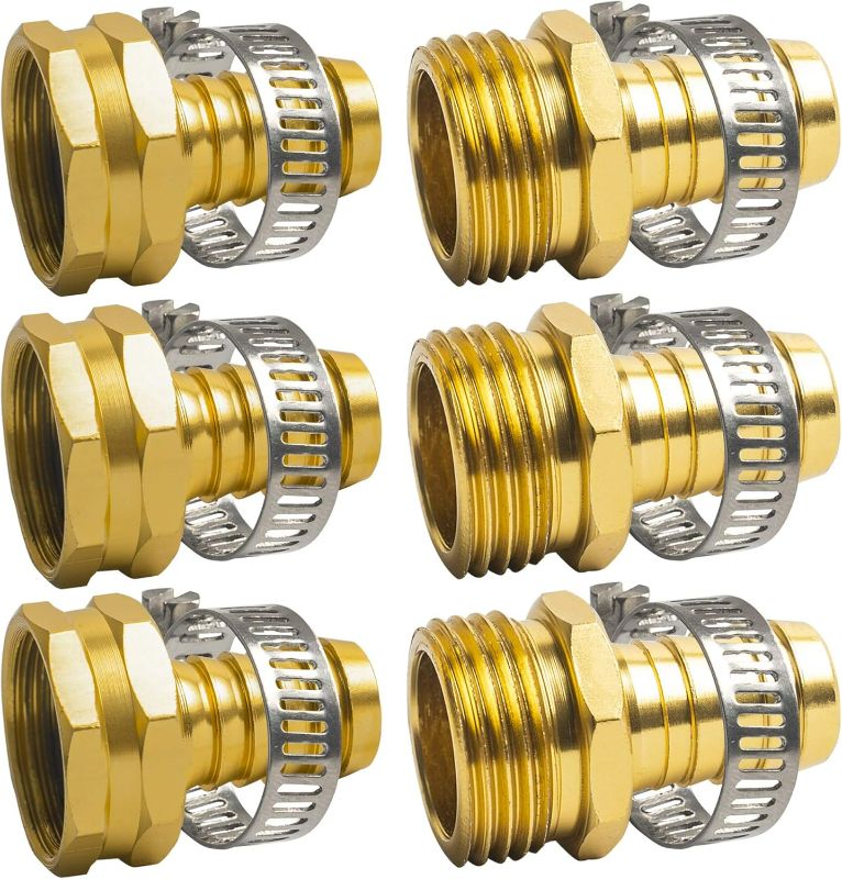 Photo 1 of Xiny Tool Hose Repair Connectors with Claps, 5/8" Aluminum Garden Hose Repair Kit, Female and Male Hose Connectors & Fitting with Stainless Steel Clamp, 3 pack