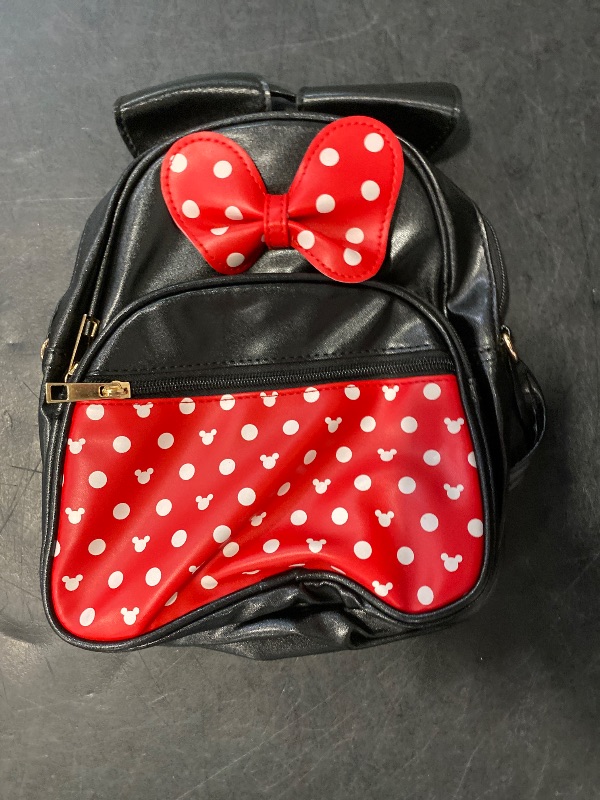 Photo 1 of Cute Red Backpack for Girl Bowknot Polka Dot Mini Mouse Leather Backpacks for Toddler Little Girl Backpack Kids Small Travel Backpacks Convertible Shoulder Bag Purse for Children Daypack