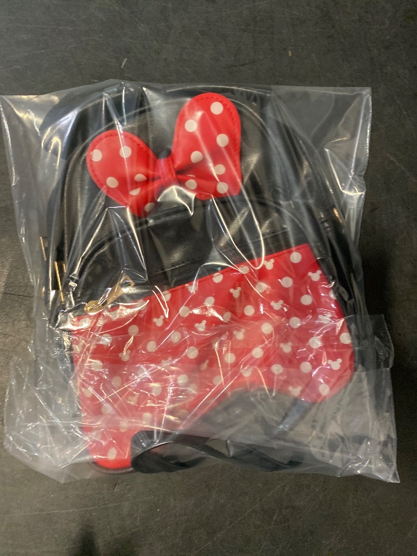 Photo 1 of Cute Red Backpack for Girl Bowknot Polka Dot Mini Mouse Leather Backpacks for Toddler Little Girl Backpack Kids Small Travel Backpacks Convertible Shoulder Bag Purse for Children Daypack