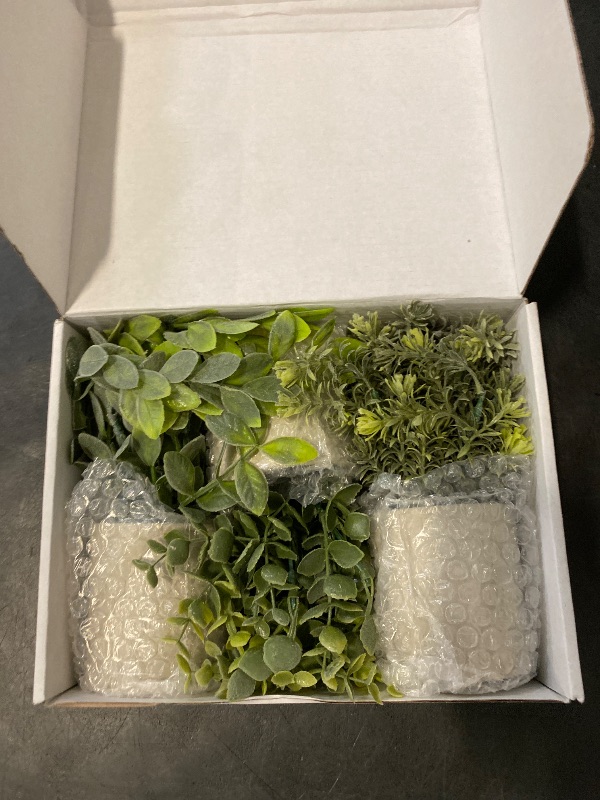 Photo 1 of Der Rose 3 Pack Mini Potted Fake Plants Artificial Plastic Eucalyptus Plants Topiaries for Home Office Desk Farmhouse Room Bathroom Decor