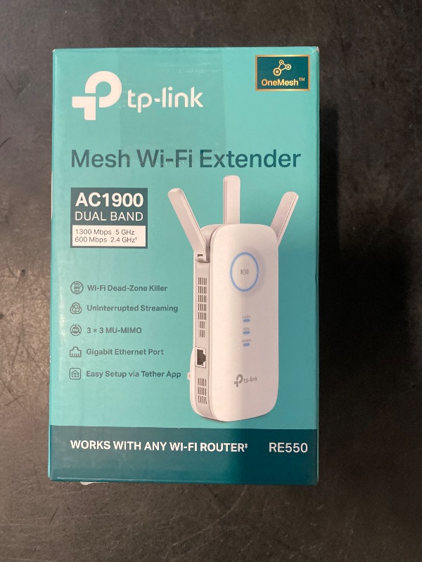 Photo 1 of TP-Link AC1900 WiFi Range Extender RE550 | Dual-Band Wireless Repeater Amplifier w/Gigabit Ethernet Port | Up to 2200 Sq. Ft., 32 Devices | Internet Signal Booster | APP Setup | EasyMesh Compatible