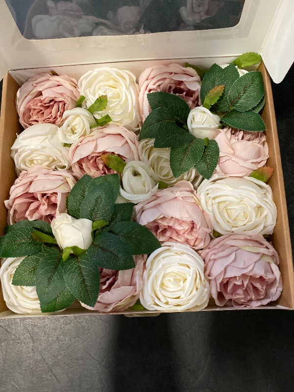 Photo 1 of Ling's Moment Artificial Flowers Silk Austin Roses Silk Flowers Artificial Roses w/Stem for Wedding Bouquets Centerpieces Party Home Decoration