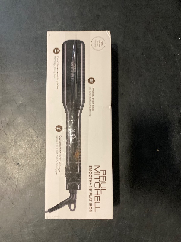 Photo 1 of Paul Mitchell Smooth+ Ceramic Flat Iron, Adjustable Heat Settings, For Smoothing + Straightening, Black, 1.5 Inch