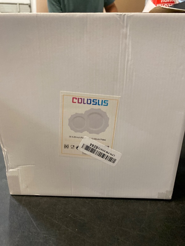 Photo 1 of COLOSUS 60pcs White Disposable Plastic Plates-Heavy duty plate for party/wedding/anniversary 30 dinner plates and 30 dessert/salad plates