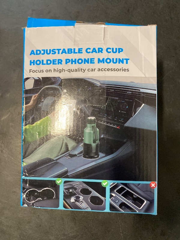 Photo 1 of Cup Phone Holder for Car with Expandable Base, 2 in 1 Adjustable Hands Free Cell Phone Holders Car Cupholder Mount, Friendly Fit Large Bottle & iPhone All Cellphone for Truck SUV | No Shake Design