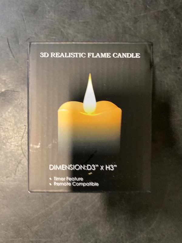 Photo 1 of TECHLONG Flameless Candles Battery Operated with Timer, 3D Moving Flame Flickering, Last 600+ Hours Battery Candles, 3" x 3" Ivory Real Wax Electric LED Candle for Wedding Party Decorations