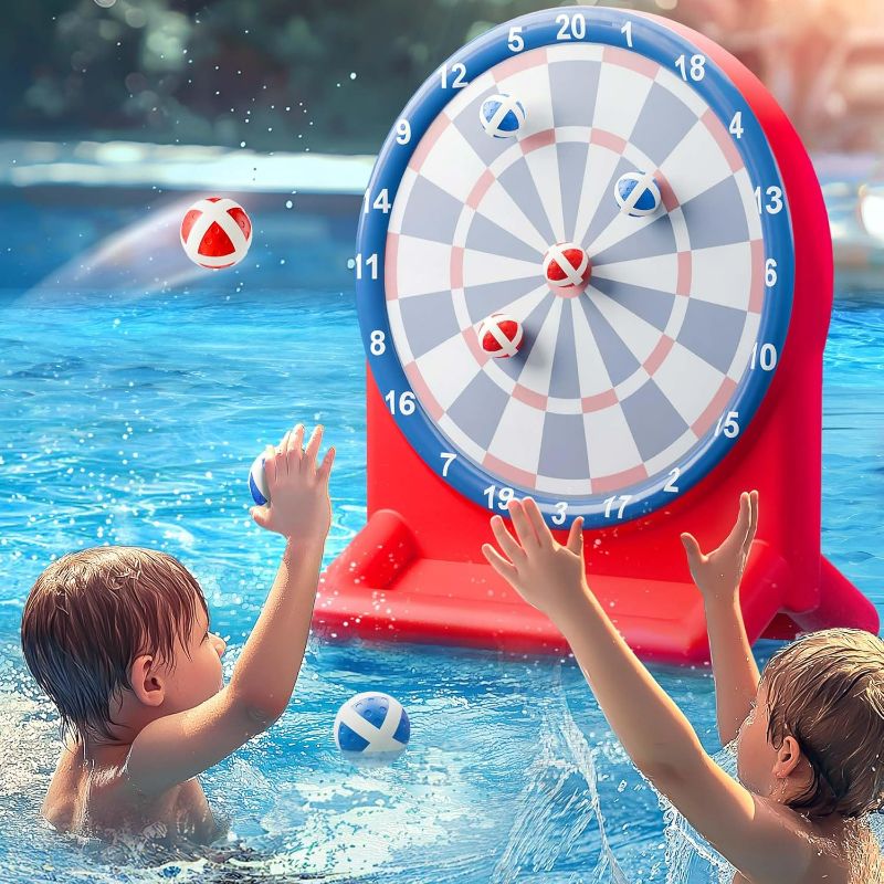 Photo 1 of iPlay, iLearn Pool Wave Kids Fun Pool Toys, Inflatable Dart Board Water Games, Swimming Pool Floats, Beach Yard Outdoor Play, Cool Summer Party Gift for 6 7 8 9 10 12 Year Old Boy Girl Teen Adult-Red